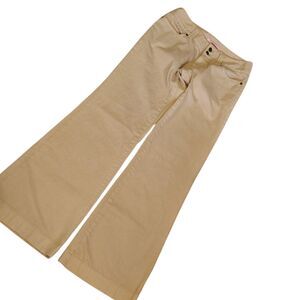 Gianni Boni Beige Big Flare Leg Stretch Low Rise Denim Jean Size 4 Women's......